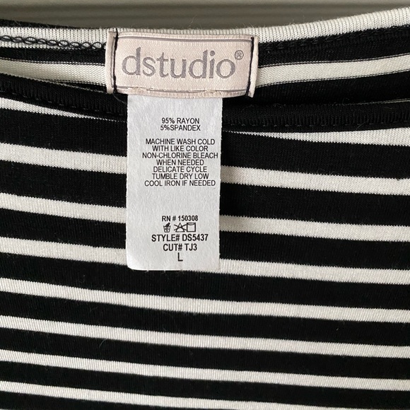 dstudio striped stretch tunic top with waist tie - Picture 8 of 8